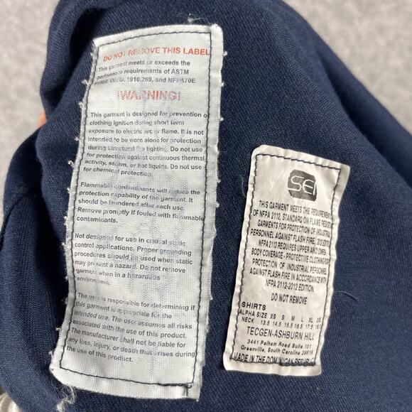 Tecgen FR Shirt Mens XL Blue Button Down Flame Resistant ATPV 8.0 Workwear - Picture 14 of 16